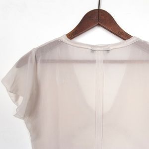 White Zara W&B Collection Beaded Silk Blouse